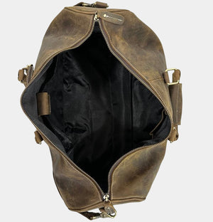 inside leather duffel bag